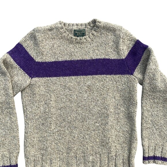 Vintage Abercrombie & Fitch Wool Sweater Purple Stripe Preppy Ski Grandpa-M - Picture 4 of 12